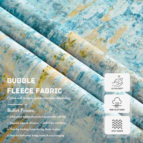 2x8 Teal Blue Rug Runners for Hallways Kitchen Runner Rug Non Slip Washable Black Long Runner Rugs with Rubber Backing Soft Abstract Carpet Runner for Bedroom, Kitchen, Bathroom, Entryway - Image 7