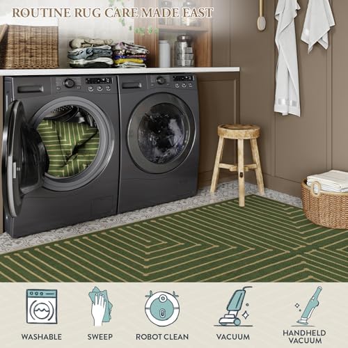 Lahome Green 3x5 Outdoor Rug for Entryway,Rhombus Easy Jute Frotn Porch Rug - Image 6
