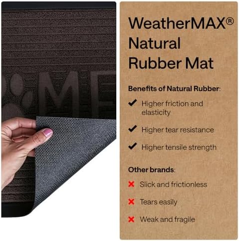 GORILLA GRIP WeatherMAX Door Mat, Indoor Outdoor, 29x17 Dark Brown Home Paw - Image 6