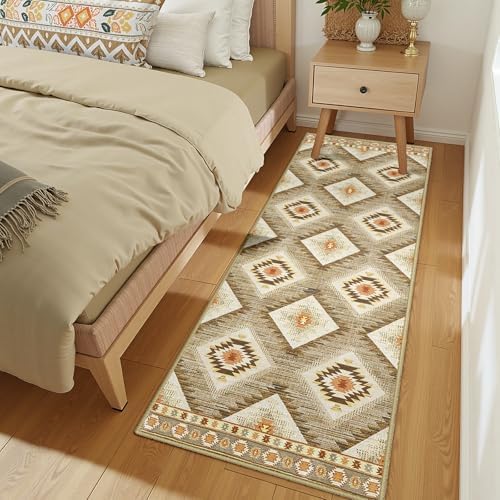 BESTSWEETIE 2'x5' Washable Area Rug for Living Room Runner Cream/Camel - Image 7
