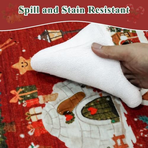2x3 Christmas Cute Area Rug : Non-Slip Washable Winter Holiday Indoor Doormat Soft Low Pile Decorative Floor Mat for Kitchen Bathroom Living Room Bedroom Red Holiday Home Decor Gift(2x3,Red) - Image 7