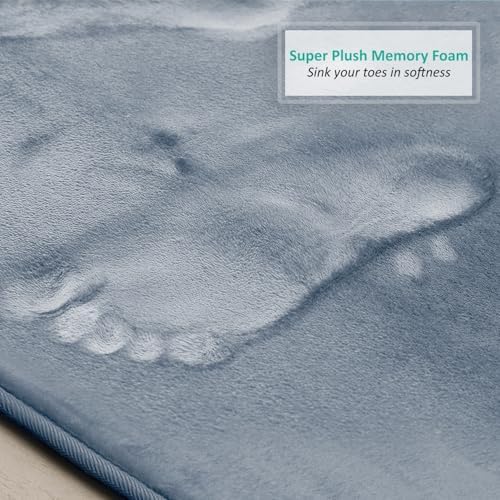 Clara Clark Bathroom Rugs, Velvet Memory Foam Bath Mat, Non-Slip Bath Rugs, Machine Wash, Dries Quickly, Ultra Soft Plush Bath Mats for Bathroom, 17 x 24, Stone Blue - Image 7