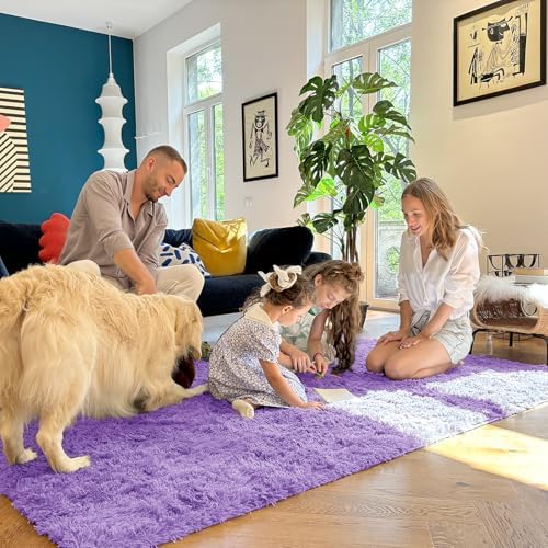 OLANLY 2x6 Machine Washable Runner Rugs for Hallway, Soft Fluffy Shaggy Bedside Rugs for Bedroom, Living Room, Indoor Floor Carpet for Kids Girls and Boys, Nursery Rooms, Home Decor Aesthetic, Purple - Image 6