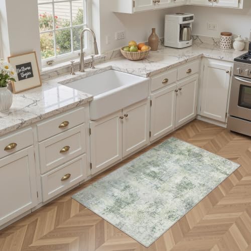 Tortania Area Rug Living Room Rugs - 3x5 Washable Soft Neutral Boho Moroccan Farmhouse Mat Indoor Floor Carpet for Bedroom Under Dining Table Home Office Decor - Sage Green - Image 7