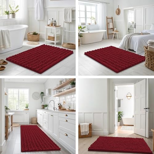 Smiry Bathroom Rugs 59X24, Extra Soft Rubber Backing Chenille Bath Mats - Image 7