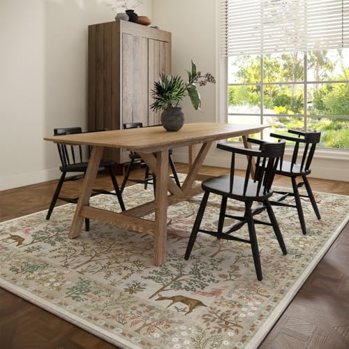 Machine Washable Rugs for Living Room: 6x9 Bedroom Rug Stain Resistant Non Slip Low Pile Lightweight Soft Carpets for Living Room Dining Room Kitchen Nursery Kids Room PlayroomFarmhouse - Image 6