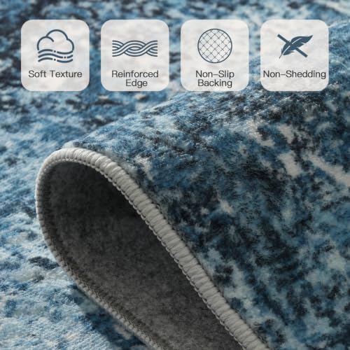 Stiio 5x7 Area Rugs for Living Room, Washable Blue Large Rug - Image 6