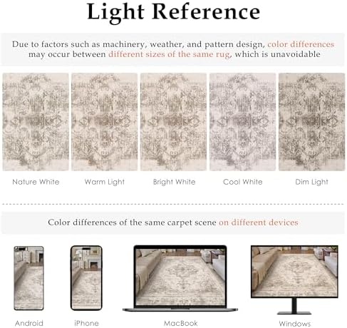 PureCozy Beige Area Rug 6x9 Vintage Farmhouse Floral - Image 6