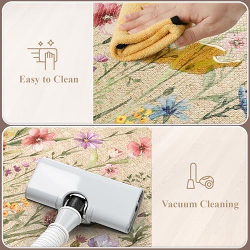 KIMODE Kitchen Mat Cushioned Anti Fatigue, Half Moon Floral Kitchen Rug - Image 6