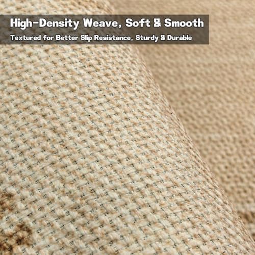 Faux Linen Washable Rug Smooth Breathable Floor Mat 5x12 Beige - Image 6