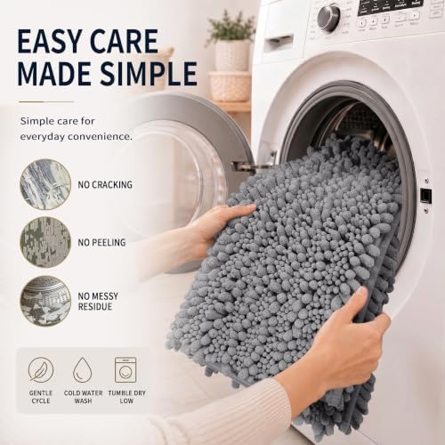 Yimobra Bathroom Rug Set 3 Piece, Super Water Absorbent Bath Mat Set, Grey - Image 6