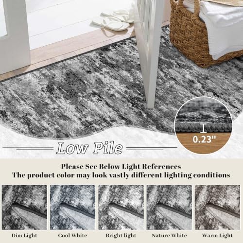 2.6x8ft Wide Rug Runners for Hallways Non Slip,Kitchen Runners,BlackGray - Image 7