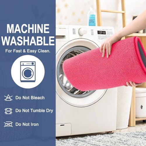 OLANLY Thick Memory Foam Bathroom Rugs 36x24, Absorbent Bath Mat, Hot Pink - Image 6