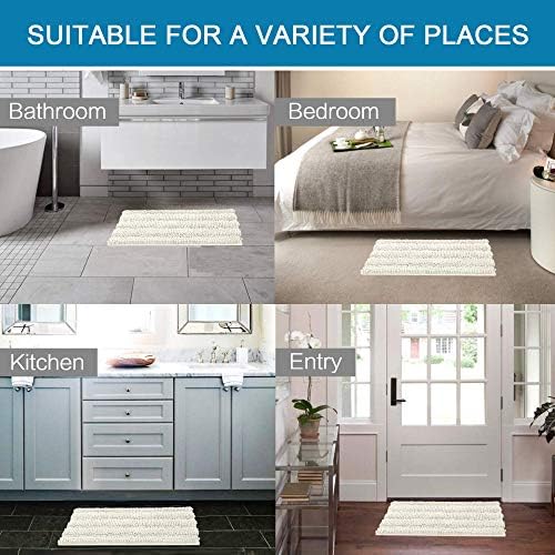 H.VERSAILTEX 2 Piece Bathroom Set - Super Absorbent Chenille Striped Bath Mats, Non Skid, Machine Washable (Cream, 24 x 36 Plus 20 x 32 - Inches) - Image 6
