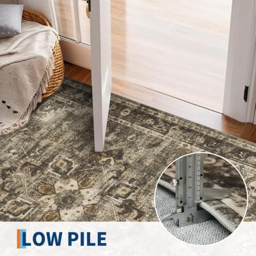 GarveeHome Washable Rug Runner 2x6 Vintage Runners for Hallways Olive Green - Image 6