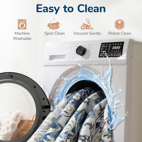 Lessymo Washable Area Rug 5x7 for Living Room, Soft Bedroom Rugs Dark Blue - Image 7