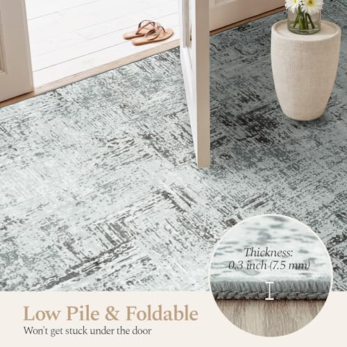 Rugflix 9x12 Area Rugs for Living Room, Washable Blue Grey Large Rug - Image 6