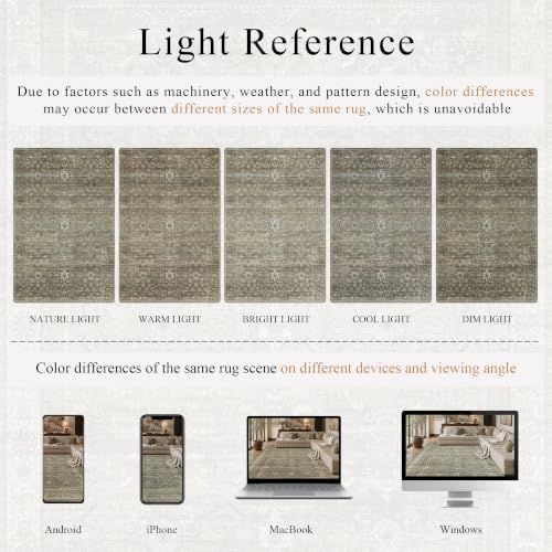 Schweek 2x3 Entryway Rugs Brown Grey Washable Vintage Area Rug Non Slip Mat - Image 6