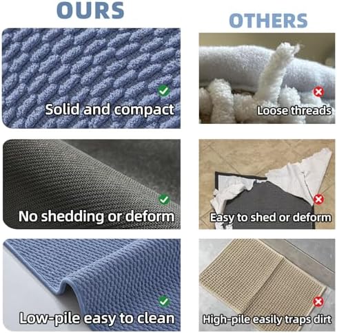 TYUU Bathroom Rugs Non Slip Washable, Super Absorbent Thin Bath Mat Small Quick Dry Low Pile Bathroom Rug, Denim Blue 16"x24" - Image 6