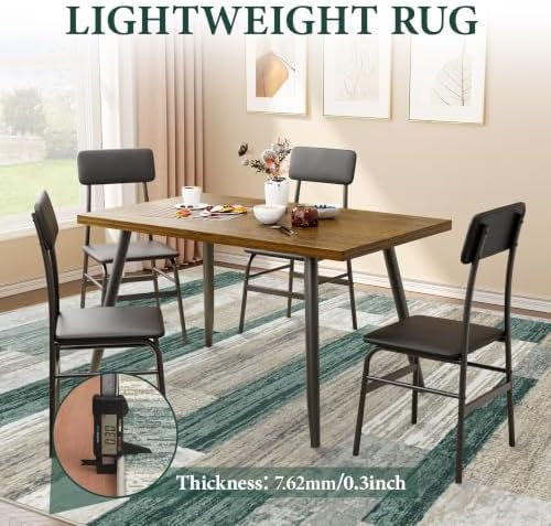 Area Rug Living Room Rugs 5x7 - Large Soft Boho Geometric Rugs, Non-Slip Foldable Washable Area Rug Non Shedding Morden Indoor Floor Carpet for Living Bedroom Office Dining Room (Green,5'x7') - Image 6