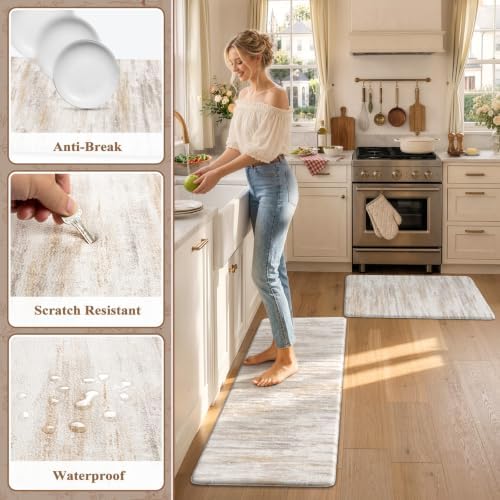 KIMODE Kitchen Mats Cushioned Anti Fatigue, Abstract Kitchen Rugs Sets of 2 - Image 6