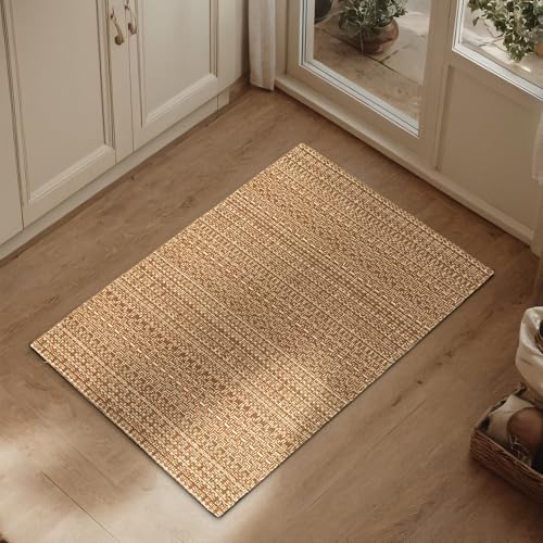 MatEssenz 20"x30" Kitchen Rugs, Woven Kitchen Mats for Floor, Machine Washable Mats Boho Style, Non Slip, Anti-Skid TPR Backing for Kitchen, Non-Slip, Durable, Easy Clean, Everyday Use Brown - Image 6