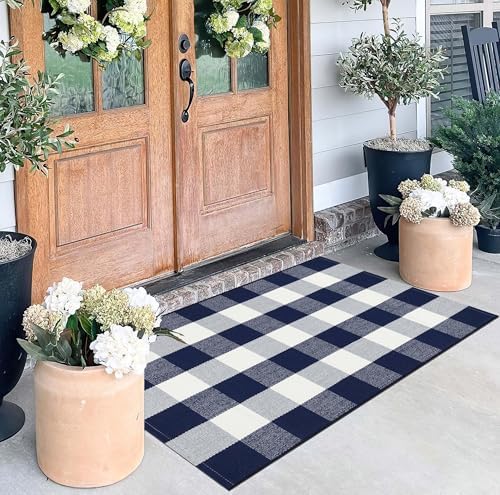 Blue and White Layered Doormat,27.5"x43.3"Fall Door Mat Outdoor For Porch - Image 7