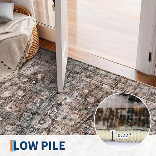 GarveeHome Washable Rug Runner 2x10 Vintage Runners for Hallways Brown - Image 6