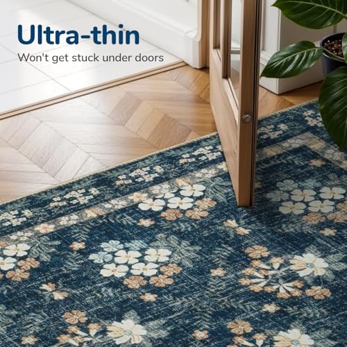 Lessymo 8 x 10 Area Rugs for Living Room,Large Washable Carpet Navy/Beige - Image 7