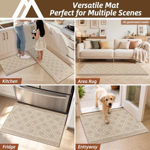 COSY HOMEER Kitchen Rugs Sets of 2 Non-Slip Washable,20”x30“+20”X48“ - Image 7