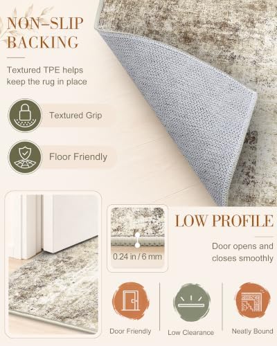 OLANLY 6ft Round Washable Rug, Soft Non Slip Carpet for Bedroom Living Room - Image 7