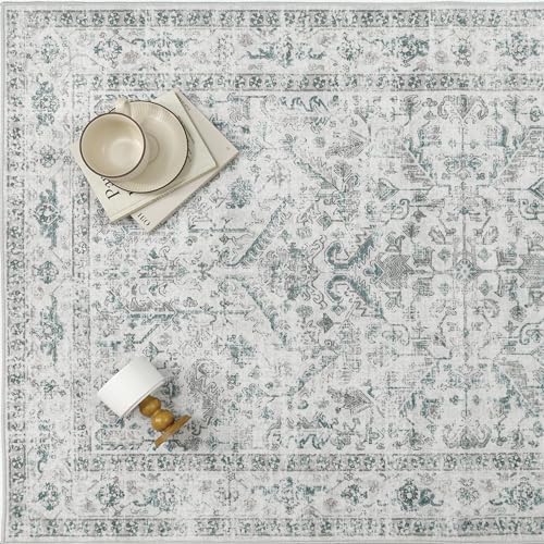 PureCozy Blue Small Area Rug 3x5 Vintage Neutral - Image 6