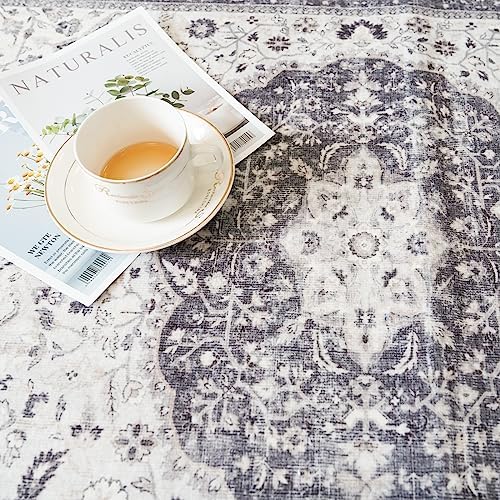 Hallway 2x5 Washable Runner Rug: Oriental Stain Resistant Kitchen Entryway Rugs Farmhouse Ultra Soft Bathroom Bedroom Print Floor Mat Thin Non Slip Indoor Carpet for Living Room Laudry(2X5, Grey) - Image 6
