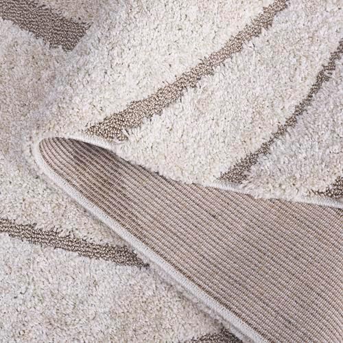SAFAVIEH Florida Shag Square Rug 6'7", Soft Plush Cream & Beige SG471-1113 - Image 6