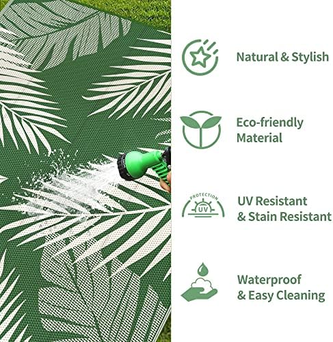 GENIMO Outdoor Rug, Waterproof Plastic Rugs for Patio, 8'x10' Dark Green - Image 6