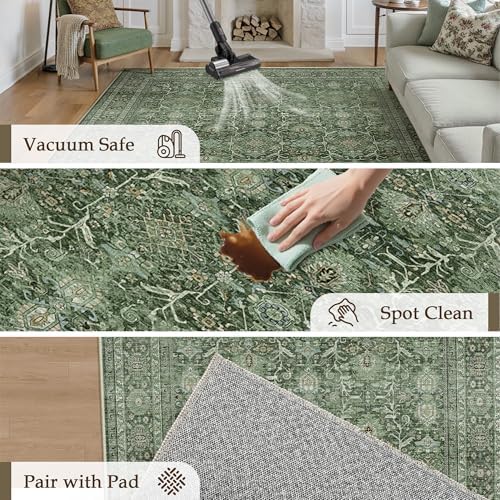 PureCozy Sage Green Area Rug 6x9 Vintage Traditional Accent - Image 6