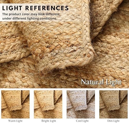 Hausattire Jute Braided Woven Kitchen Rug 3x5 Feet - Natural - Image 6