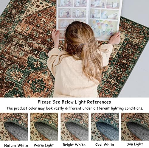 Moynesa Washable Vintage Bathroom Rug, Small Area Rug 2x3 Entryway Rug Indoor Door Mat, Boho Kitchen Rugs Non Skid Non Slip, Non-Shedding Ultra-Thin Oriental Throw Carpet for Bedroom Decor - Image 6