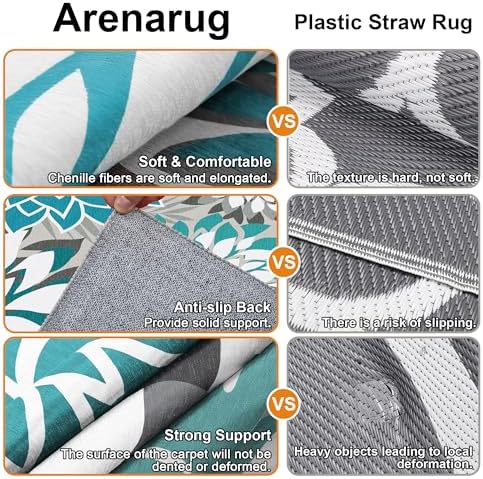 Arenarug Outdoor Rug Waterproof, Washable Patio Rug for Deck, 8x10, Teal - Image 6