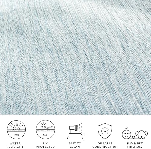 SAFAVIEH Courtyard Outdoor Square Rug 4', Modern Aqua & Grey CY8022-37121 - Image 6