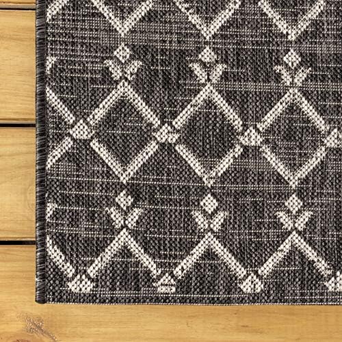 JONATHAN Y Moroccan Geometric Indoor Outdoor Square Area Rug 4X4 Black/Gray, Ourika Textured Weave for Backyard, Patio, Porch, Easy-Cleaning, High Traffic, Pet-Friendly, Non-Shedding (SMB108F-4SQ) - Image 6