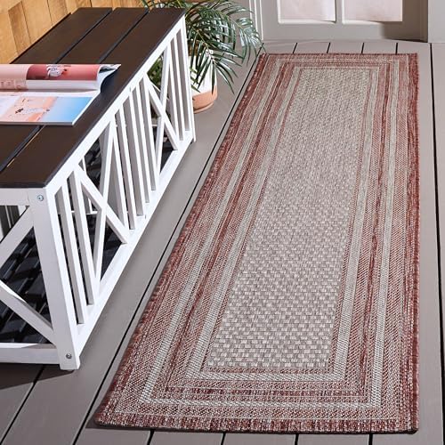 SAFAVIEH Washable Rug Outdoor Courtyard Collection - 2'3" x 8' Runner, Grey & Red, Non-Shedding & Easy to Clean, Ideal for Patio, Backyard, Deck, Kitchen, Mudroom (CY8475-36512) - Image 7