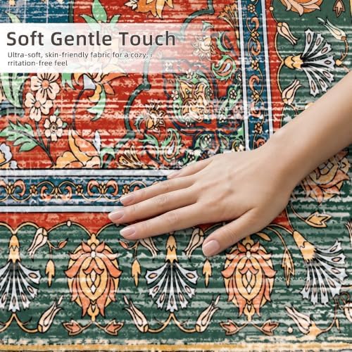 8x10 Area Rugs for Living Room, Boho Washable Non Slip Carpet, Retro Red - Image 6