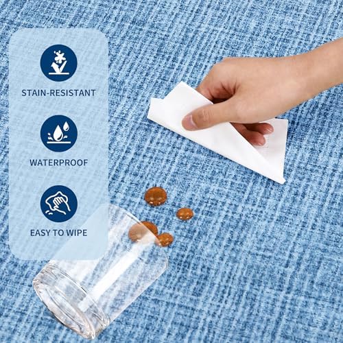 GarveeHome Scalloped Blue 4ft Round Rug Washable Non-Slip Soft Ultra-Thin Small Circle Modern Cottage Core Solid Tan Carpet for Entryway Kitchen Bedroom Nursery Dining Room - Image 7