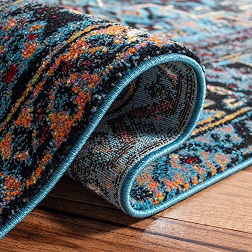SAFAVIEH Vintage Hamadan Area Rug 9'x12', Light Blue & Black VTH211M - Image 7