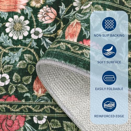 GarveeHome Green Floral 6x9 Area Rug for Bedroom Living Room - Image 7