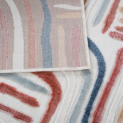 CAMILSON Indoor Outdoor Rug, Multicolor 10x14 Geometric Arch Striped Large Area Rugs for Patio and Home Areas, Easy-Cleaning Non-Shedding Living Room, Garden and Deck Washable Outside Carpet 10 x 14 - Image 7