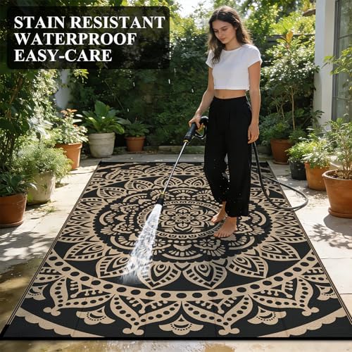 Bsmathom Waterproof Outdoor Rug, 5'x8', Black - Image 6