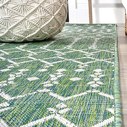 JONATHAN Y Moroccan Geometric Indoor Outdoor Square Area Rug 5X5 Green/Cream, Ourika Textured Weave for Backyard, Patio, Porch, Easy-Cleaning, High Traffic, Pet-Friendly, Non-Shedding (SMB108L-5SQ) - Image 6