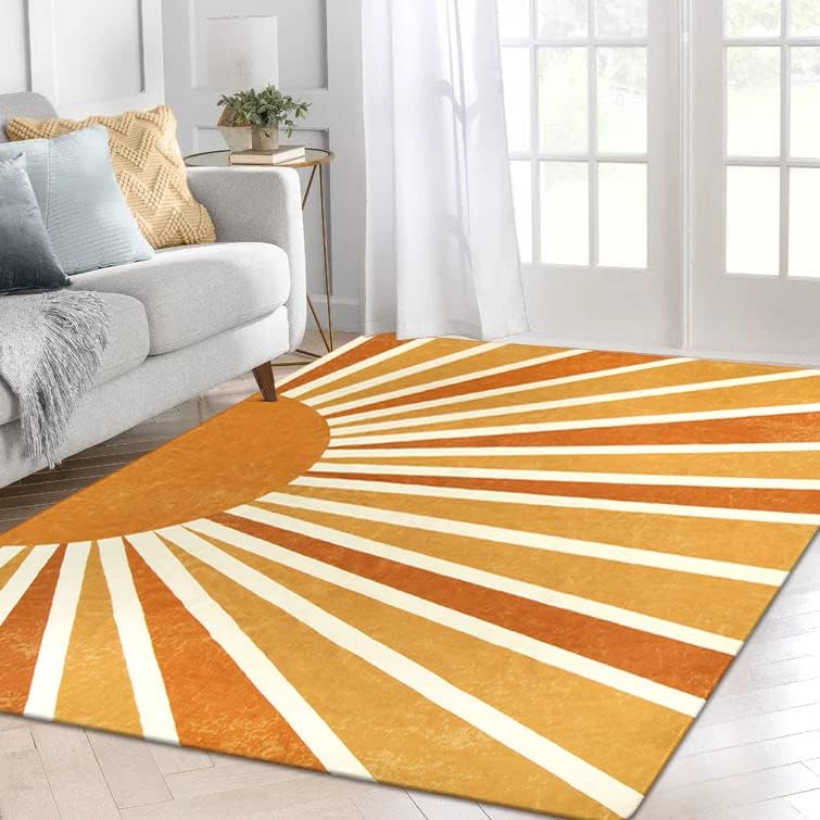 Lahome Boho Rainbow Sun Area Rug 5x7, Machine Washable Non-Slip - Image 6